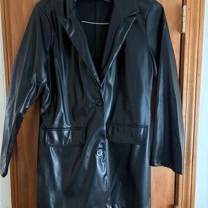 Soft Faux Leather Black Women's Blazer